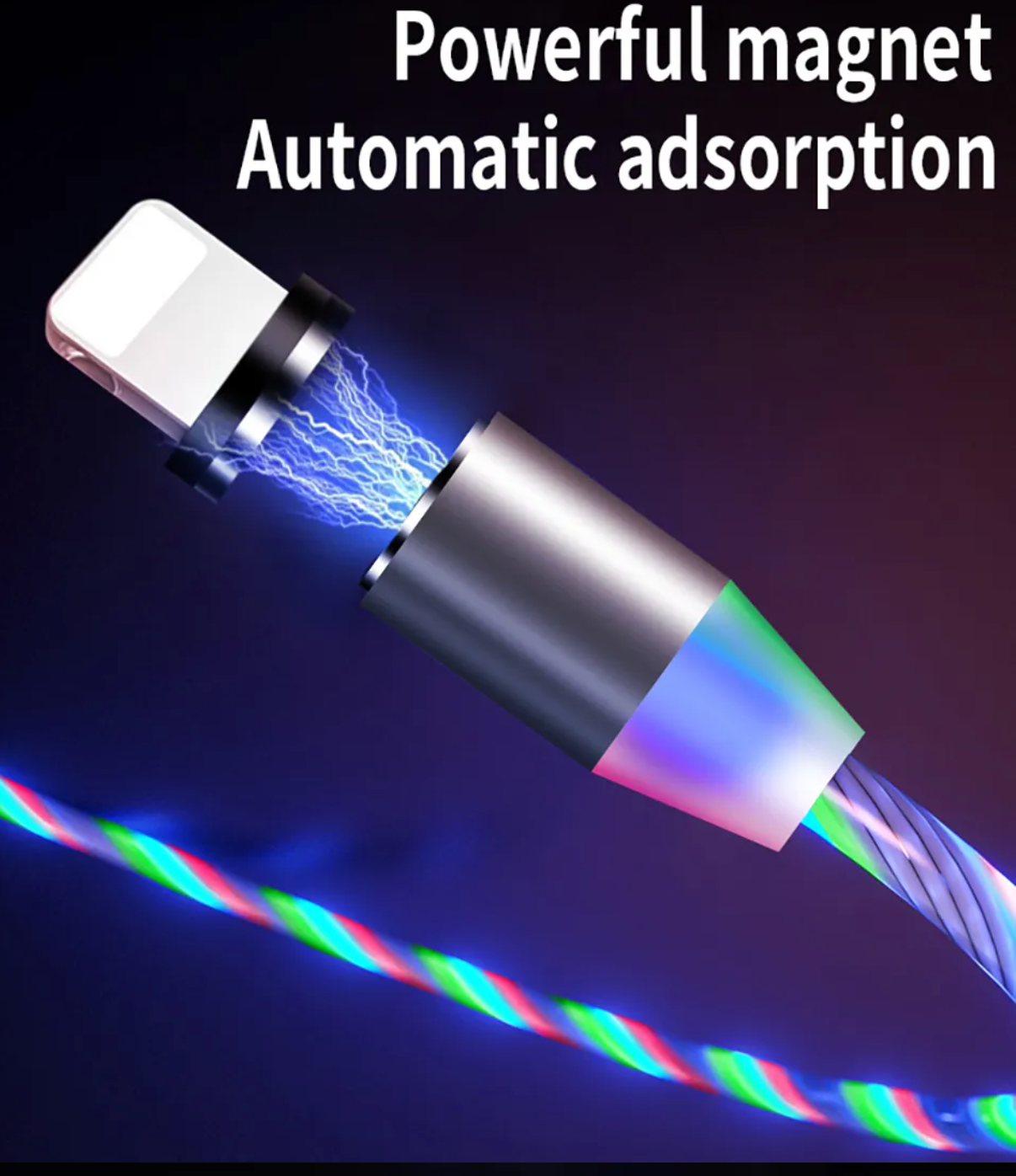 Flowing Light Magnetic Streamer Charging Cable for Iphone Android