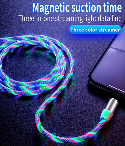 Flowing Light Magnetic Streamer Charging Cable for Iphone Android