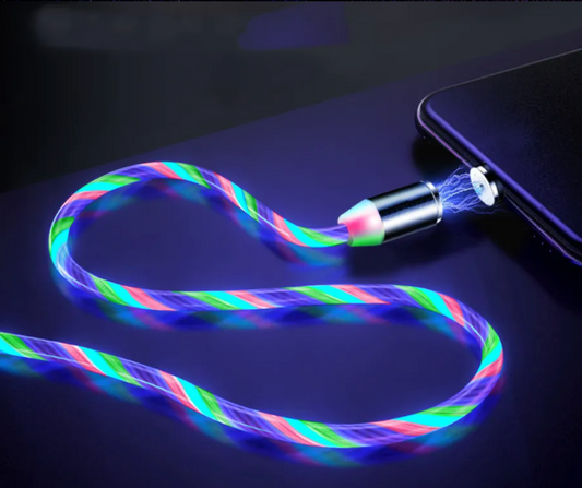Flowing Light Magnetic Streamer Charging Cable for Iphone Android